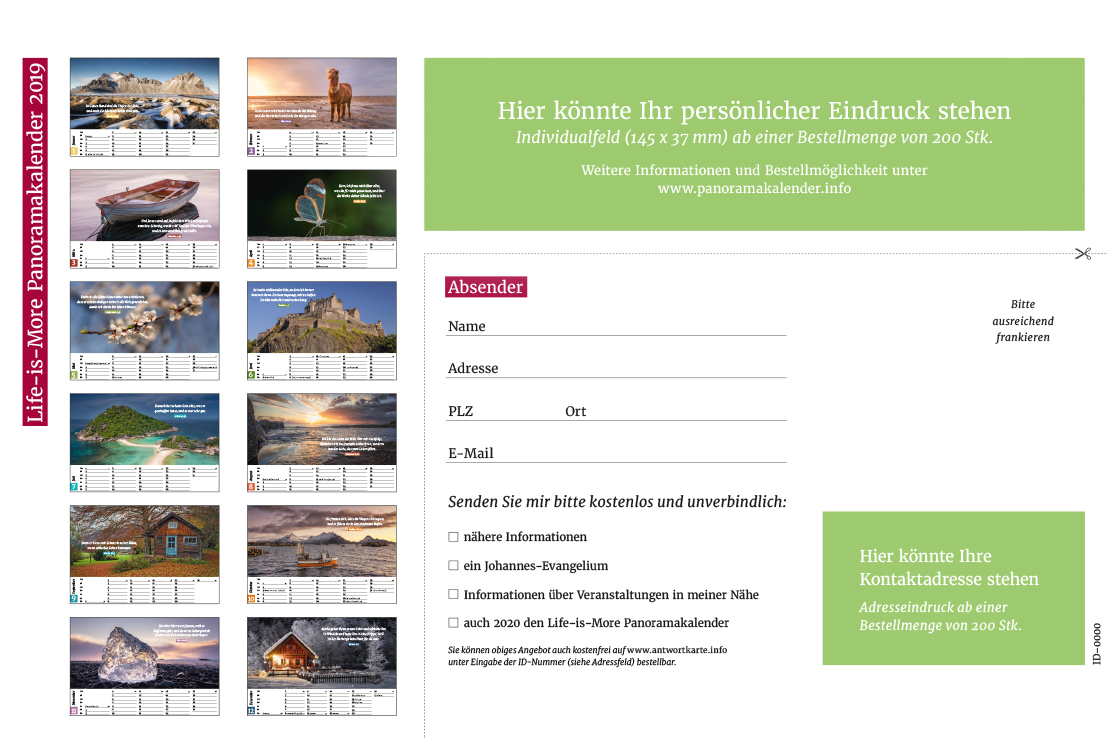 Life-is-More Panoramakalender 2019 - Nur 0.89 Euro - Evangelistischer 